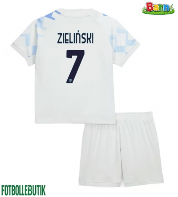 Inter Milan Piotr Zielinski #7 Bortaställ Barn 2025-26 Kortärmad (+ Korta byxor)